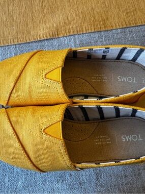 Toms Yellow Canvas Slip-On Shoes with Striped Lining